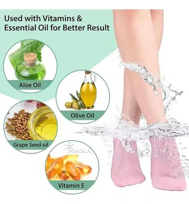 Imagem de 2 Par Meias Silicone, Hidratantes, Anti-secas Pés Rachado Reutilizavel