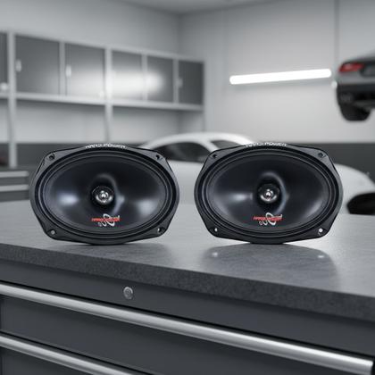 Imagem de 2 pares alto falante woofer hard power hp 320mb 6x9 polegadas 302w rms 4 ohms