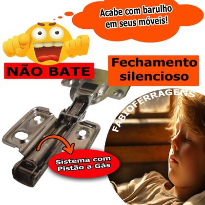 Imagem de 2 Peças - Dobradiça Para Armario Com Amortecedor De 35mm Super Curva