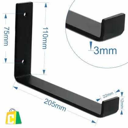 Imagem de 2 Peças Mão Francesa Invertida 20cm Preta