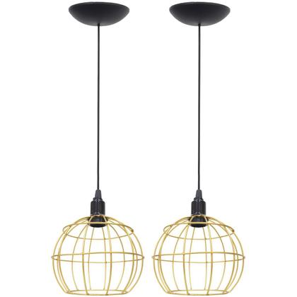 Imagem de 2 Pendentes Aramado Globo Luminária Lustre Teto Retrô Vintage Industrial Balcão Agp Ilumini