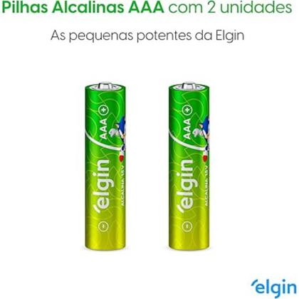 Imagem de 2 pilhas alcalina aaa palito 3a cartela elgin
