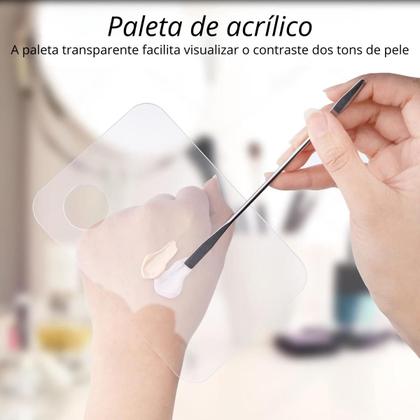 Imagem de 2 Placa Acrílico Para Maquiagem Retangular De Mão Mistura Base Corretivo