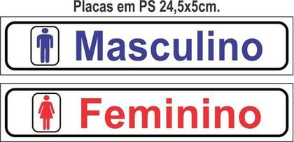 Imagem de 2 Placas Banheiro Masculino E Feminino Sanitário 25x5cm