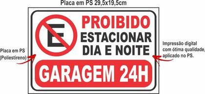 Imagem de 2 Placas Gargem 24h Proibido Estacionar 30x20cm Ps 1mm