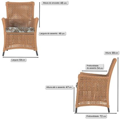 Imagem de 2 Poltronas e 1 Mesa Igapó em Alumínio Pintura Preta Corda Náutica Estofado 6