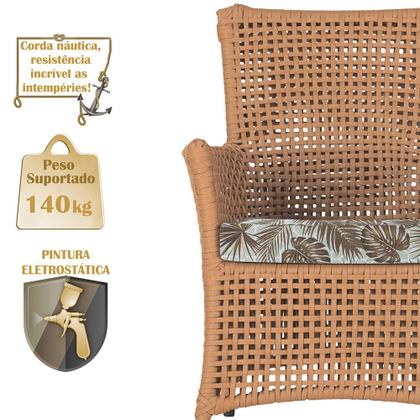 Imagem de 2 Poltronas e 1 Mesa Igapó em Alumínio Pintura Preta Corda Náutica Estofado 6