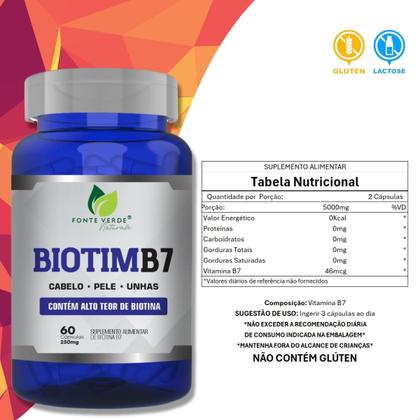 Imagem de 2 Potes Biotim B7 Biotina Kit 120 Cáps - Fonte Verde