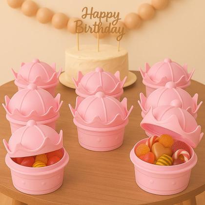 Imagem de 2 Potes de Coroa Rosa Doces e Decoração de Festa Infantil