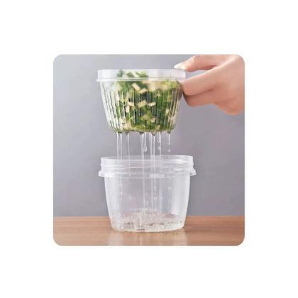 Imagem de 2 Potes Duplo Para Alimentos Com Dreno Para Temperos/frutas