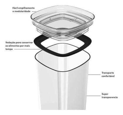 Imagem de 2 Potes Herméticos Organizador Empilhável Retangular 1,,5l