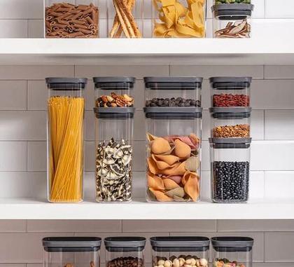 Imagem de 2 Potes Herméticos Organizador Empilhável Retangular 1,,5l