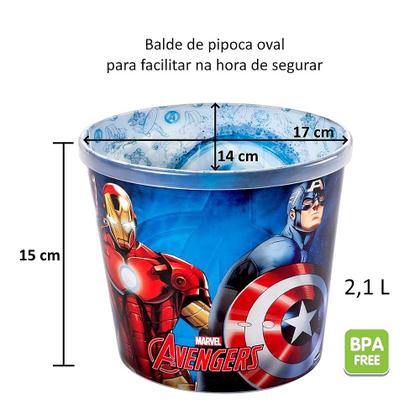 Imagem de 2 Potes para Pipoca Infantil dos Vingadores Balde Avengers Original 2 Litros