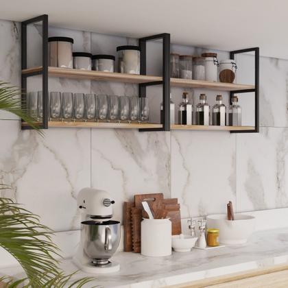 Imagem de 2 Prateleiras Modernas De Maciça De Teto P/ Home Office 80Cm