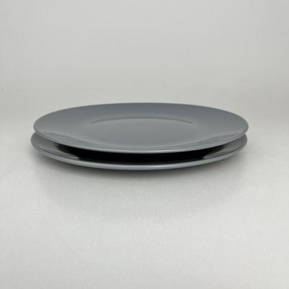 Imagem de 2 Pratos Raso 2ª Linha Cerâmica Refeição Cinza Claro Minimalista 27cm