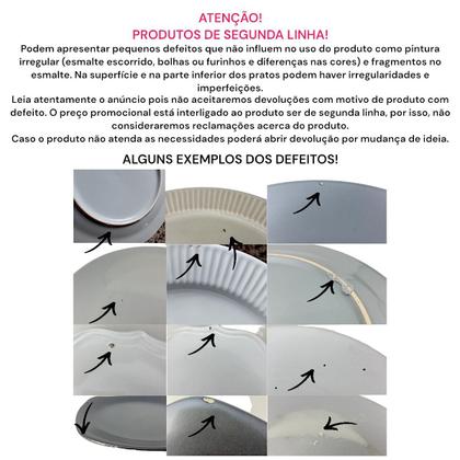 Imagem de 2 Pratos Raso 2ª Linha Cerâmica Refeição Cinza Claro Minimalista 27cm