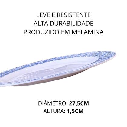 Imagem de 2 Pratos Raso em Melamina Grande Para Refeição e Sobremesa 27,5cm