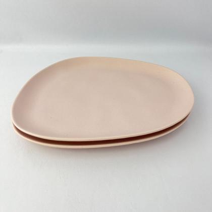 Imagem de 2 Pratos Rasos Cerâmica 30cm Orgânico Lhermitage Rosa Mesa
