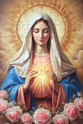 Imagem de 2 Quebra-Cabeças Inclusivos 60 peças Mãe de Jesus para Mentes Inteligentes