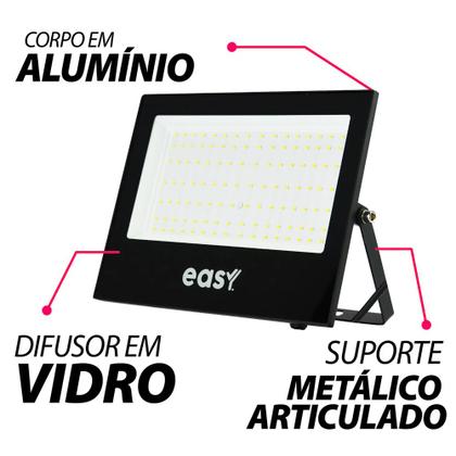 Imagem de 2 Refletor Led Easy 200W Luz Branco Frio 6500K Bivolt 127/220v