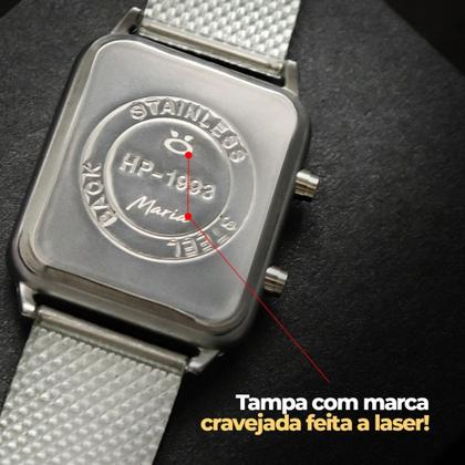 Imagem de 2 relogio feminino digital led aço inox + caixa casual preto original qualidade premium rosa rose