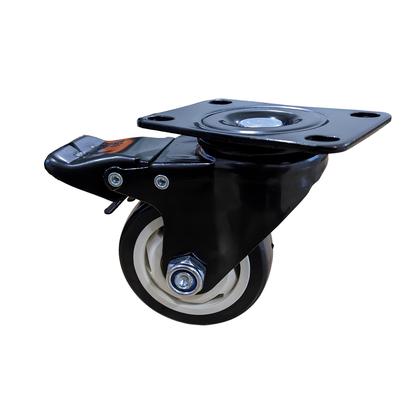 Imagem de 2 Rodinhas Rodízio Roda Reforçada Giratória Com Freio 70mm 3 Polegadas