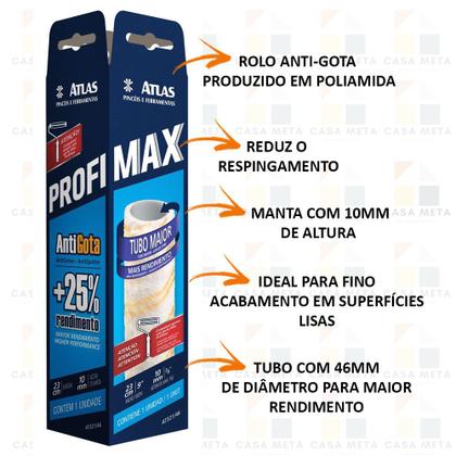 Imagem de 2 Rolo De Pintura Anti-gota Atlas 23cm 321/46 Profimax