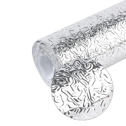 Imagem de 2 Rolos Papel Adesivo Aluminio Lavável Cozinha Impermeável