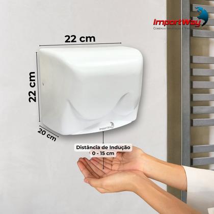 Imagem de 2 Secadores Mãos Automático 16 m/s Elétrico 1500W Sensor Banheiro Alto Fluxo 110V Importway Iwsma-16