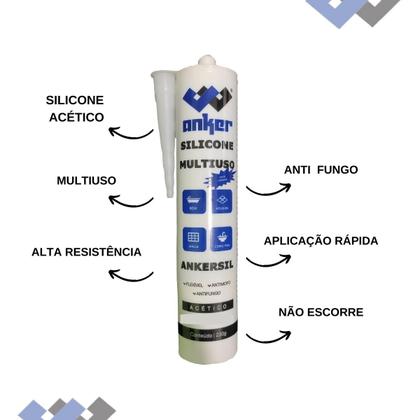 Imagem de 2 Silicone Acético Vedação Branco Profissional Com Aplicador