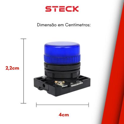 Imagem de 2 Sinaleiro LED Steck Luminoso Azul SLLSL4 Max Botton