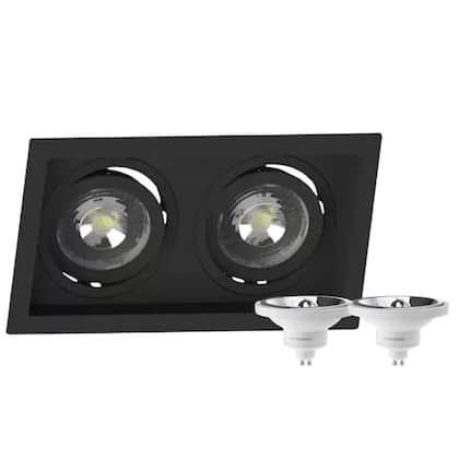 Imagem de 2 Spot Embutir Duplo Recuo + Lâmpada AR111 Led 12W 4000k