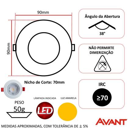 Imagem de 2 Spot Led Redondo 5w Cob Smd Branco Quente Amarelado 3000k