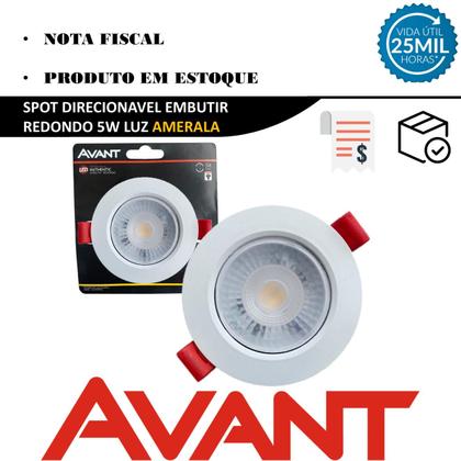 Imagem de 2 Spot Led Redondo 5w Cob Smd Branco Quente Amarelado 3000k