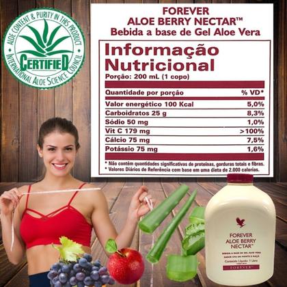 Imagem de 2 Sucos De Aloe-vera Berry Nectar Bebida Vegano Babosa Puro