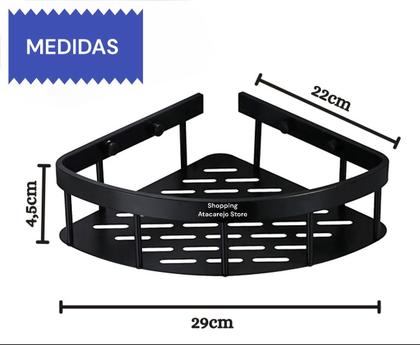 Imagem de 2 Suporte Shampoo Sabonete Banheiro Adesivo Parede Box Luxo Cor Preto