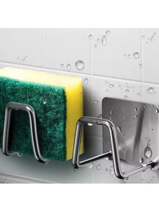 Imagem de 2 Suportes De Esponja Bucha Pia Inox Louça Gancho Cozinha