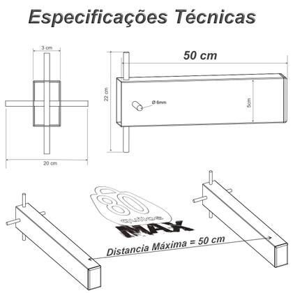 Imagem de 2 SUPORTES PIA CHUMBAR BANCADA MESA 50 CM - Preto