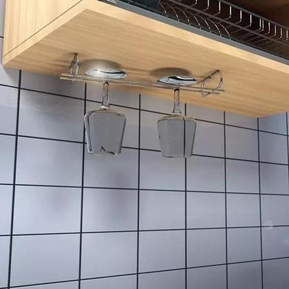 Imagem de 2 Suportes Taças Cromado Decoração Adega Bar Vinho 25cm