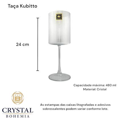 Imagem de 2 Taças 480ml Cristal Bohemia Kubitto Vinho Tinto Mesa Posta