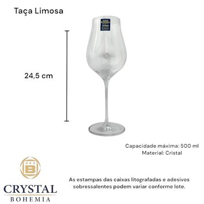 Imagem de 2 Taças 500ml Cristal Bohemia Limosa Vinho Branco Tinto Mesa
