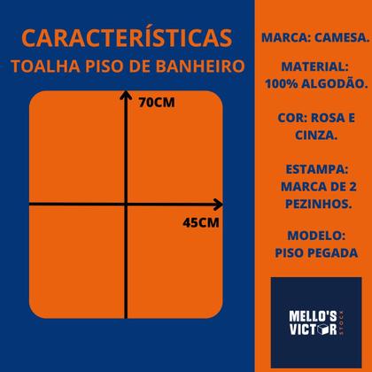 Imagem de 2 Tapete Piso P/ Banheiro Saída Box Toalha Pisar Pós Banho COR:CINZA E ROSE