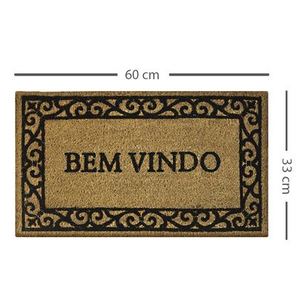 Imagem de 2 Tapete Porta Capacho Fibra Coco Antiderrapante 33x60 E13