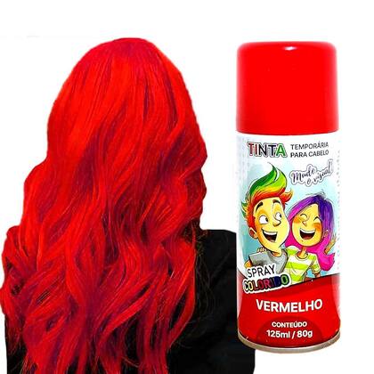 Imagem de 2 Tintas de Cabelo Temporária Vermelha Spray lavável Cabelo Maluco Festas Carnaval