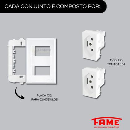 Imagem de 2 Tomadas 2P+T 10A/250V~ distanciadas Evidence - Fame