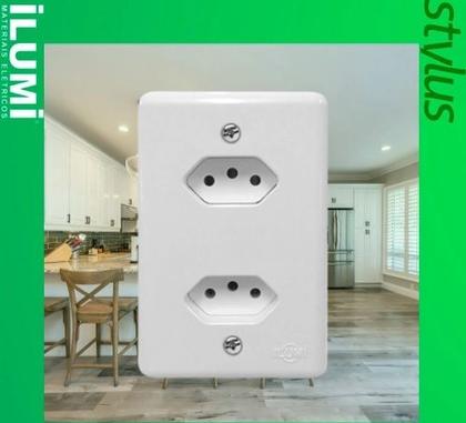 Imagem de 2 tomadas fixa emb bip 10a - 250v c/pl 4x2 - stylus ilumi sistema monobloco