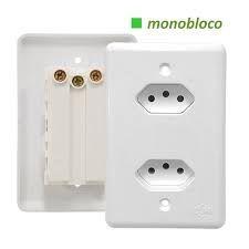 Imagem de 2 tomadas fixa emb bip 10a - 250v c/pl 4x2 - stylus ilumi sistema monobloco