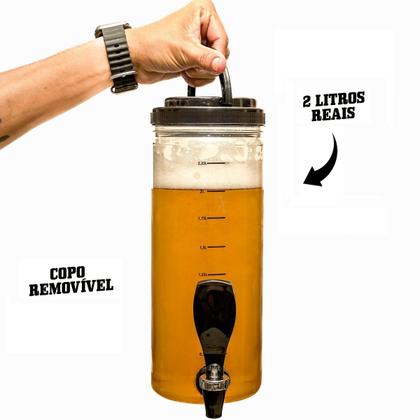 Imagem de 2 Torre De Chopp Beer 2L Copo Giratório Com Alça + 4 Tubo Gelante Blindado