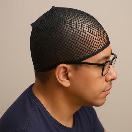 Imagem de 2 Toucas de nylon de cabelo preta respirável peruca aplique