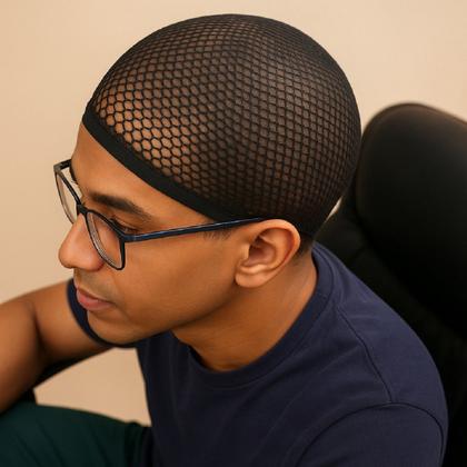 Imagem de 2 Toucas de nylon de cabelo preta respirável peruca aplique